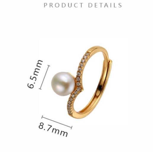 S925 Sterling Silver 18K Natural Freshwater Pearl Ring
